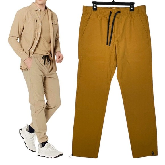 Men's moisture absorbing non closure hiking pants Size L Camel - Picture 1 of 14